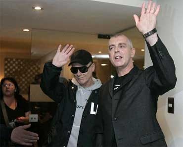 Tennant y Lowe integrantes de la banda britanica, Pet Shop Boys, se encontraron con la prensa peruana en Lima. Foto: ANDINA