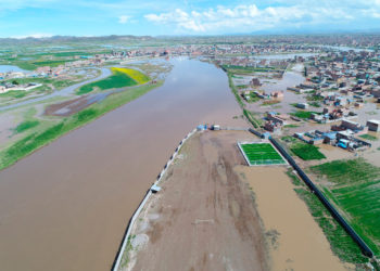 Vista aérea de la inundación a inicios de año