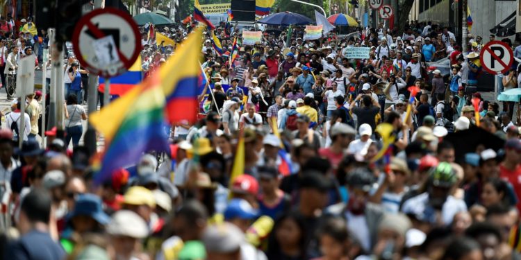 Primera jornada de protestas en Colombia.