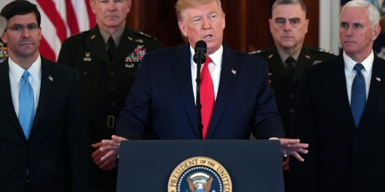 El presidente de Estados Unidos, Donald Trump, dijo que Estados Unidos impondrá sanciones adicionales "de inmediato" a Irán, pero no mencionó represalias militares a los ataques con misiles del martes.