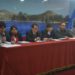Gobernador Regional Agustín Luque junto a funcionarios de la región en conferencia de prensa.