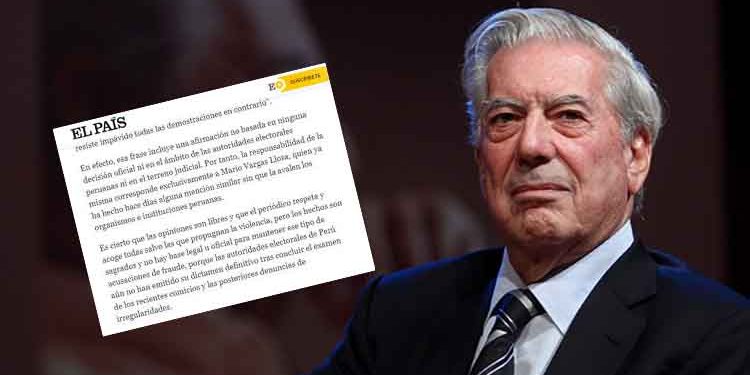 El País rechaza argumentación de Vargas Llosa por afirmar fraude electoral en Perú
