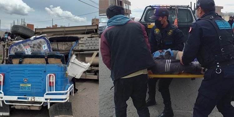 Juliaca: Mototaxistas queda gravemente herido tras chocar contra una camioneta