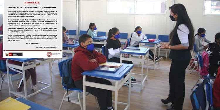 Ministerio de Educación ratifica el retorno a clases presenciales en marzo de 2022